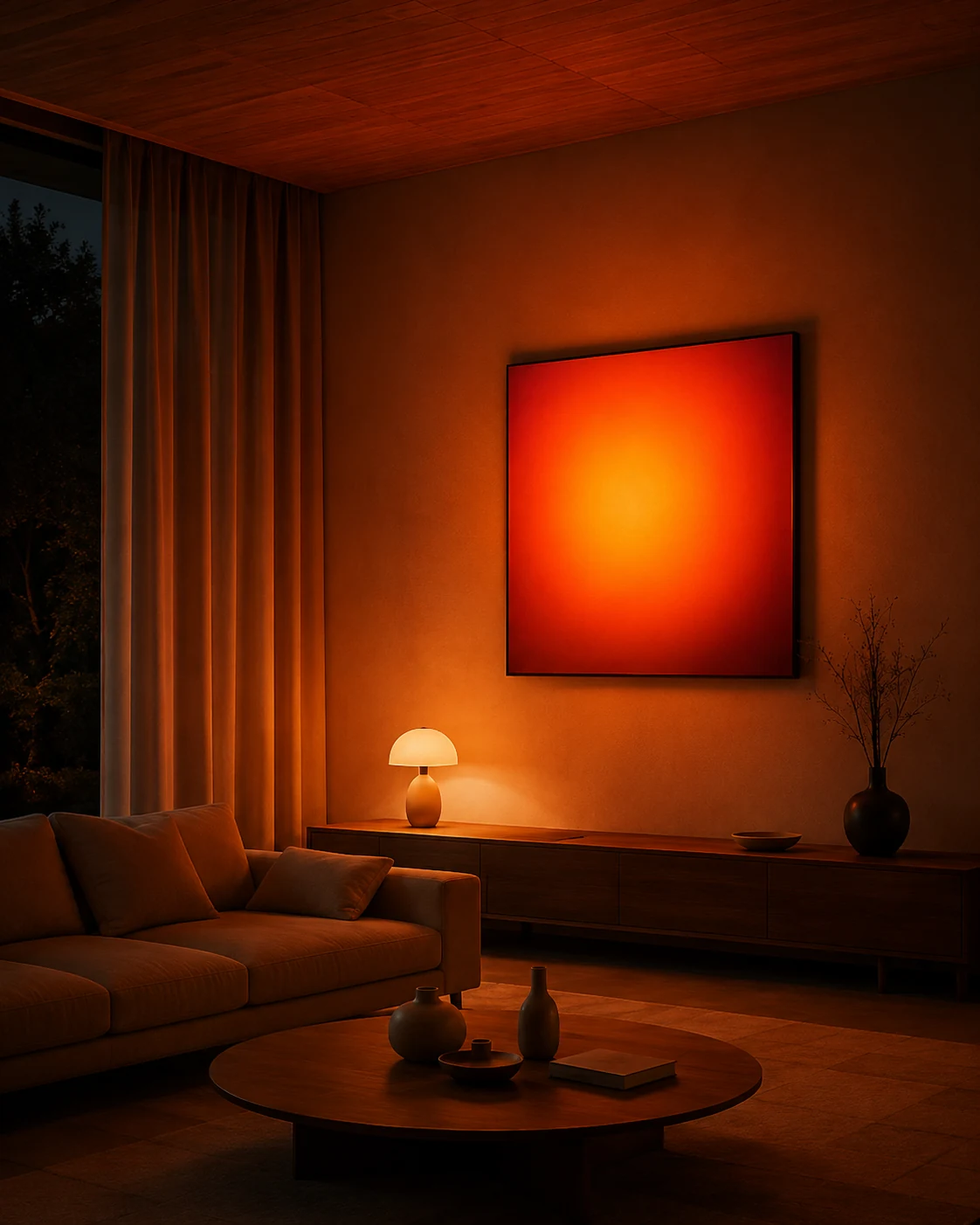 Aura Sunset displayed in a premium living room interior