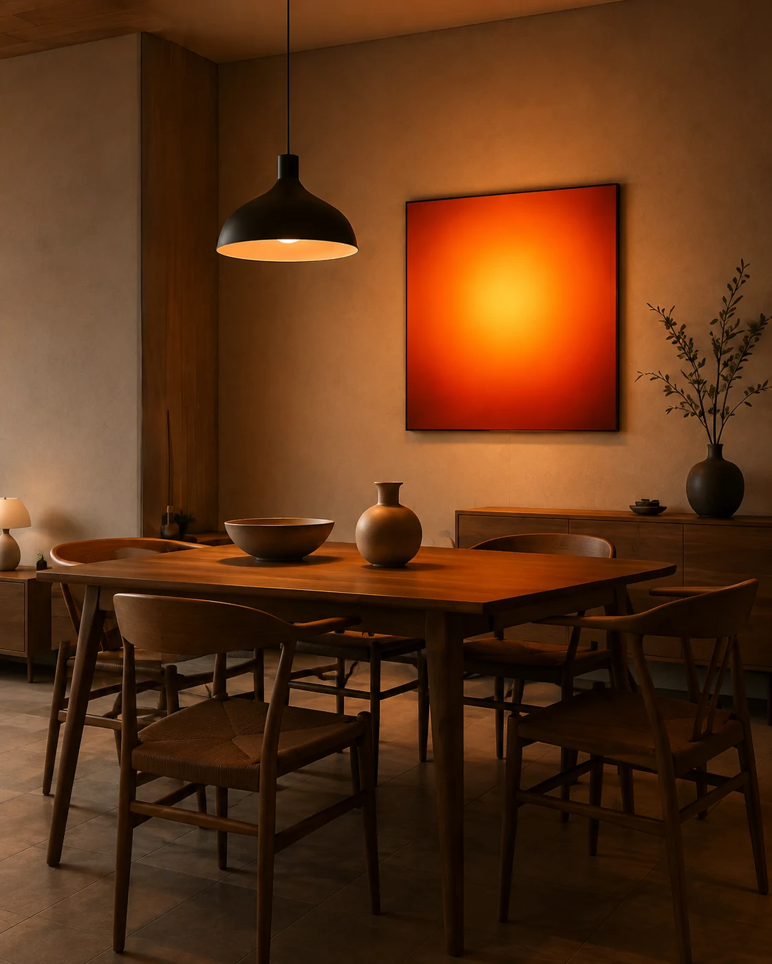 Aura Sunset in a dining room